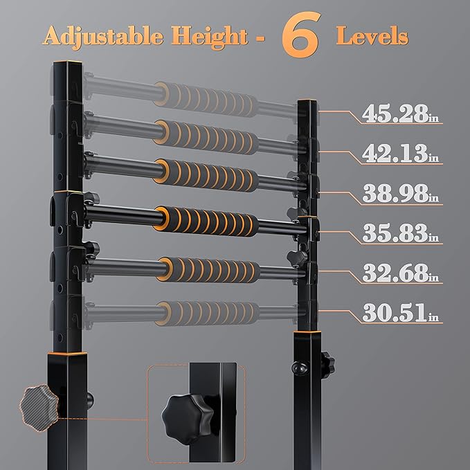 Sportsroyals Adjustable Dip Bar Station, Heavy Duty Parallette & Parallel Bars, 400LBS Stable Dip Stands for Home Gym, Calisthenics & Upper Body Workout Equipment-StrideForce Fitness