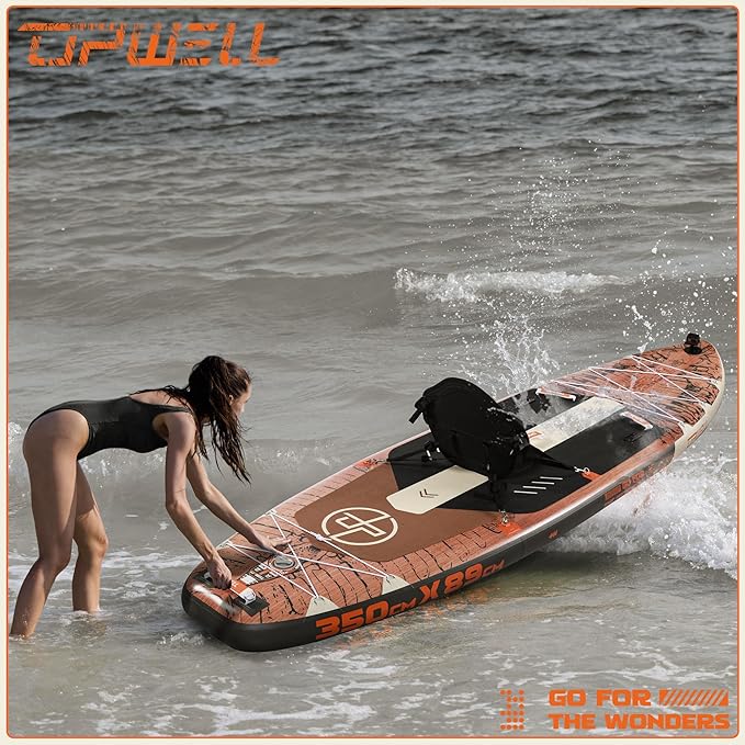 UPWELL 10'6"/11'/11'6" Inflatable Paddle Board, Stand Up Paddlboard for Youth & Adults, Stable Design, Premium SUP Accessories, Backpack, Leash, Hand Pump, Fins-StrideForce Fitness