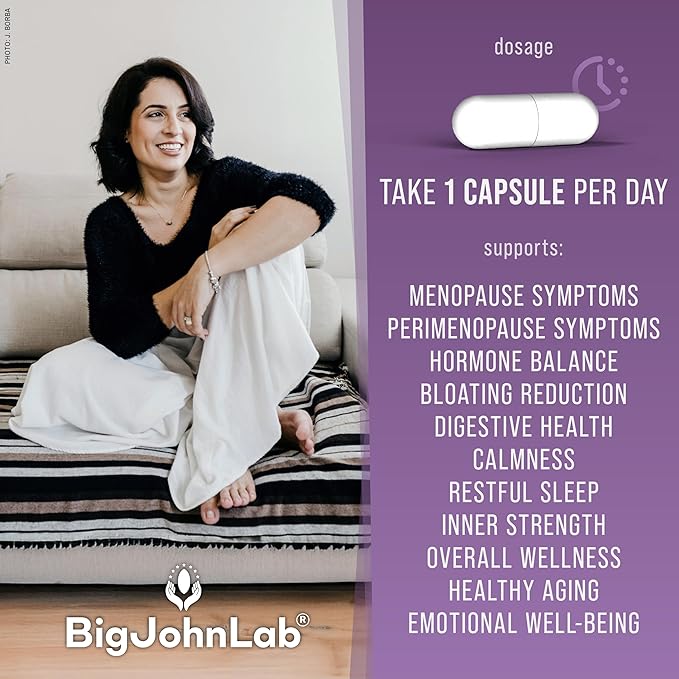 BIGJOHNLAB® - Menopause Total Support – Advanced Probiotic Formula with 5 Strains & 15 Billion CFU, Resveratrol, Black Cohosh, Acacia Fiber, Non-GMO & 100% Vegetarian-StrideForce Fitness