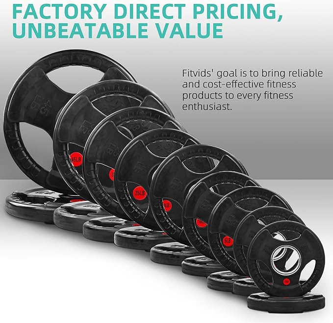 Olympic Cast Iron 2-Inch Weight Plates for Strength Training & Weightlifting, 255 Pounds Set, Multiple Packages-StrideForce Fitness