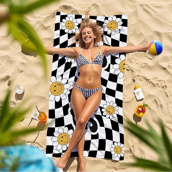 JML Personalized Beach Towel with Name, Custom Flower Beach Towel, Customized Microfiber Pool Towel, Quick Dry & Absorbent Swim Towel for Adult,Mother's Day, Birthday, Summer Holiday,Vacation-StrideForce Fitness