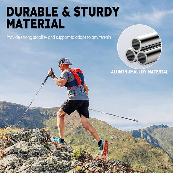 Trekking Poles Lightweight Collapsible Hiking Poles Folding Aluminum Walking Sticks 2 Pack Walking Sticks for Hiking-StrideForce Fitness