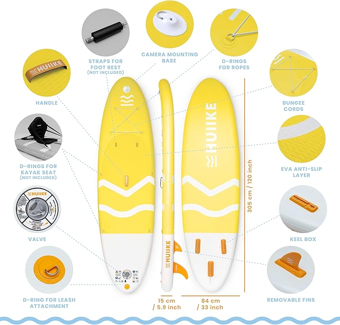 Inflatable Paddle Board for Adults with Accessories Included, Oar, Fins, Pump. Stand Up Paddleboard Great Stability and Resistance. 10’ x 33" x 5.9", Maximum Load 286 lb-StrideForce Fitness