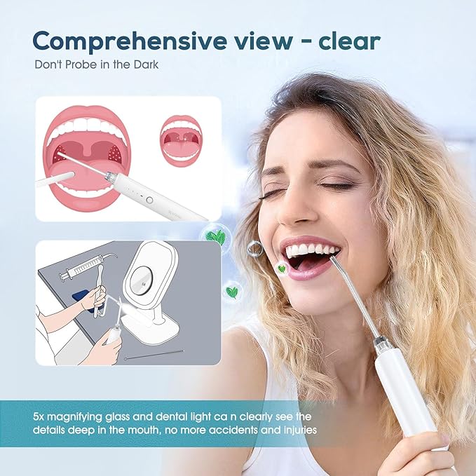 Tonsil Stone Remover Kit,3 Modes Electronic Tonsil Stone Remover Vacuum,Oral Irrigator for Best Tonsil Stone Remover LED Light,Tonsil Stone Mouthwash 5X Magnifying Mirror,Fight Bad Breath Tonsil Stone
