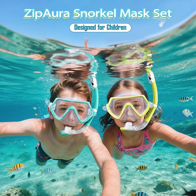Snorkeling Gear for Kids, Kids Snorkel Set for Ages 3-14, Anti-Fog Diving Mask and Dry Top Snorkel Combo Set, Unisex Swimming Goggles-StrideForce Fitness
