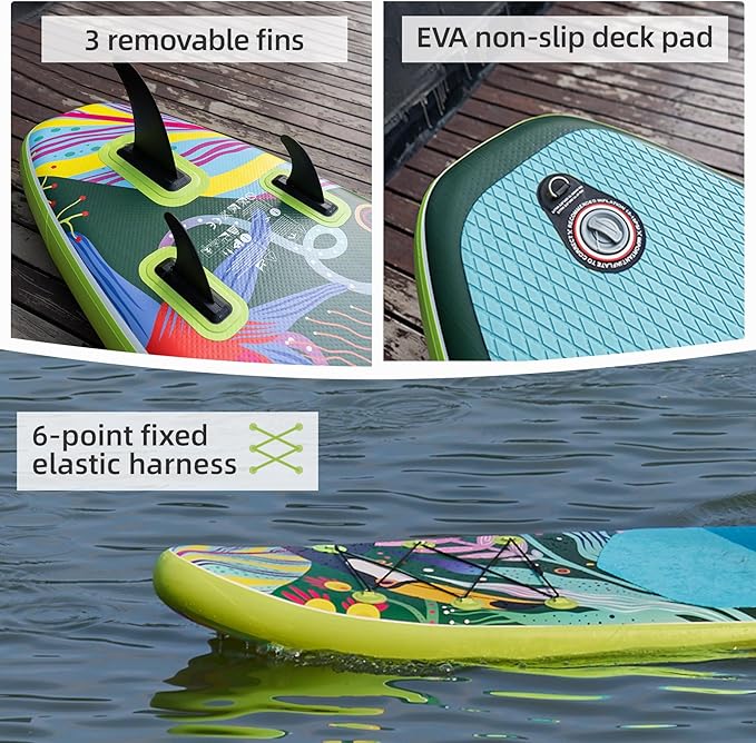 10'6"Inflatable Stand Up Paddle Board Ultra Portable-Lightweight & Stable|All-in-One Kit w/Aluminum Paddle, Dual-Action Pump & Backpack|Lakes & Oceans Ready for Family Recreation by Aquajourney-StrideForce Fitness
