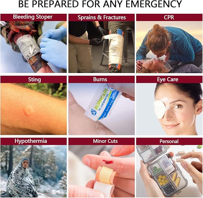 First Aid Trauma Kit,Comprehensive First Aid Kit with Labelled Compartments, Molle System Emergency Kits for Cars, Home, Office, Backpacking, Camping, Traveling, and Cycling-265 Piece-StrideForce Fitness