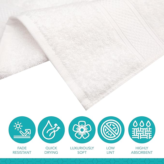 Pleasant Home Bath Towels Set of 6 (24” x 50”) 100% Cotton, 515 GSM | Lightweight, Soft & Absorbent Luxury Towels for Bathroom | for Gym, Pool & Spa | 6 Pack, White-StrideForce Fitness