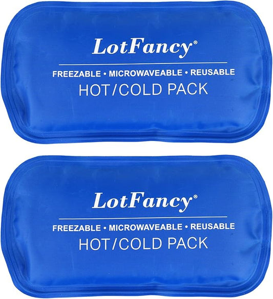 LotFancy Gel Ice Packs, 2pc Reusable Hot Cold Pack for Therapy, Heating Cooling Gel Pad, Pain Relief for Face, Head, TMJ, Wisdom Teeth, Oral Facial Surgery, Sport Injuries, Migraine, Muscle Joint-StrideForce Fitness