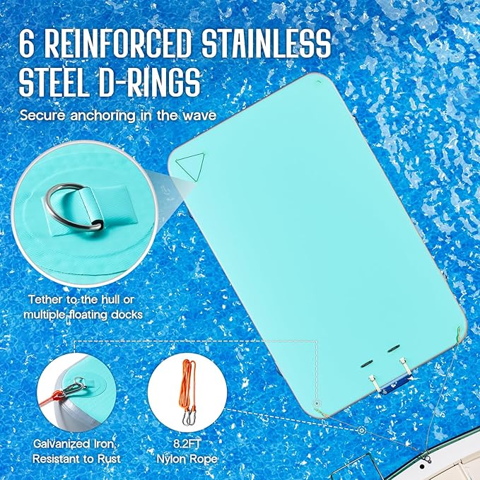 Specraft Inflatable Floating Dock, Non-Slip Air Dock Platform loating Island Raft with Rope Ladder for Pool Lake Beach Ocean-StrideForce Fitness