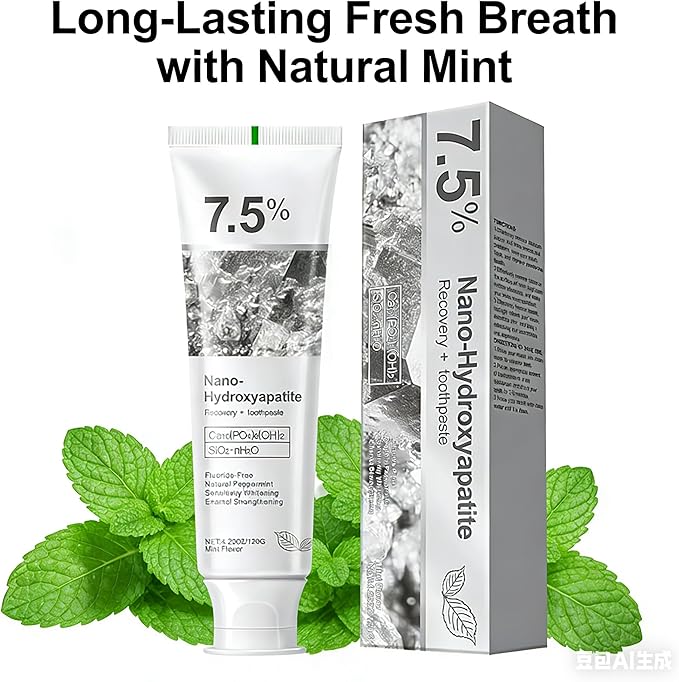 Hydroxyapatite Toothpaste, 7.5% Nano Hydroxyapatite Toothpast, Deep Cleaning for Advanced Enamel Protection, Fluoride-Free Gentle and Effective Formula with Fresh Mint (2 Sets)