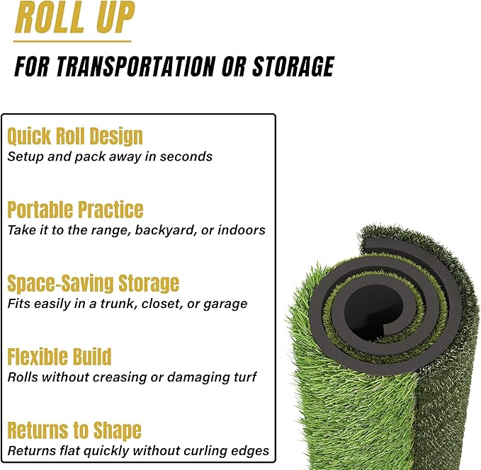 6x4ft Extra Large & 5x4ft Extra Thick Premium Golf Mat | Golf Mats Practice Indoor, Outdoor, or with Simulator/Net | Durable Golf Hitting Mat with Tees-StrideForce Fitness