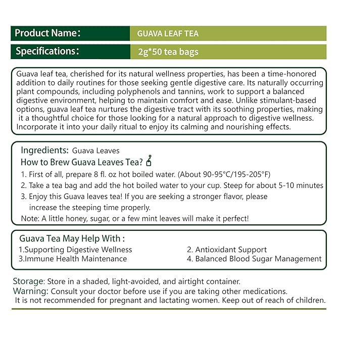 Samcci - Guava Leaves Tea Bags, 50 Teabags - Hojas De Guayaba, Premium Guava Leaf Tea - Immune Support - Digestion & Relaxation - Non-GMO - Caffeine-free-StrideForce Fitness