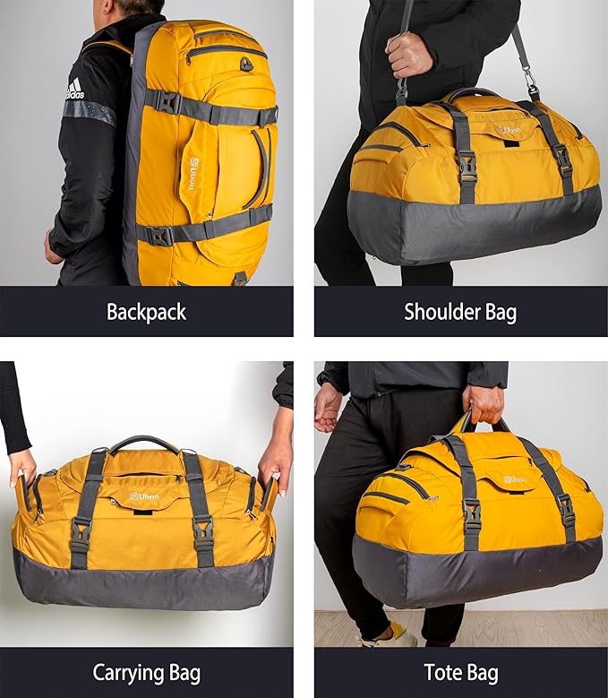 Ubon Large Duffel Bag Weekender Bags with Shoe Compartments 4-Way Sports Gym Backpack with Padded Straps Camping Traveling Duffle Bag-StrideForce Fitness