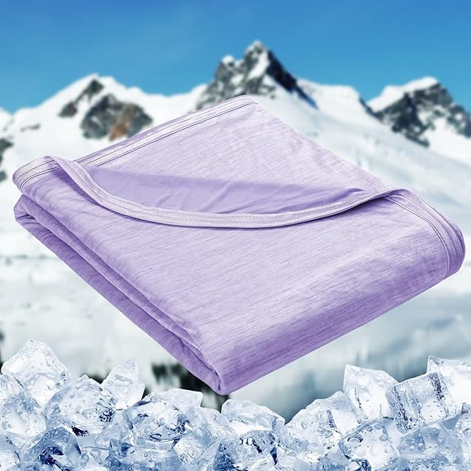 HOMFINE Cooling Blankets for Hot Sleepers - Summer Blanket Thin Lightweight Breathable Soft Double Side Enhanced Cooling for Bed Couch Sofa, Keep Cool for Night Sweats (Purple, 90 x 90 inches)-StrideForce Fitness