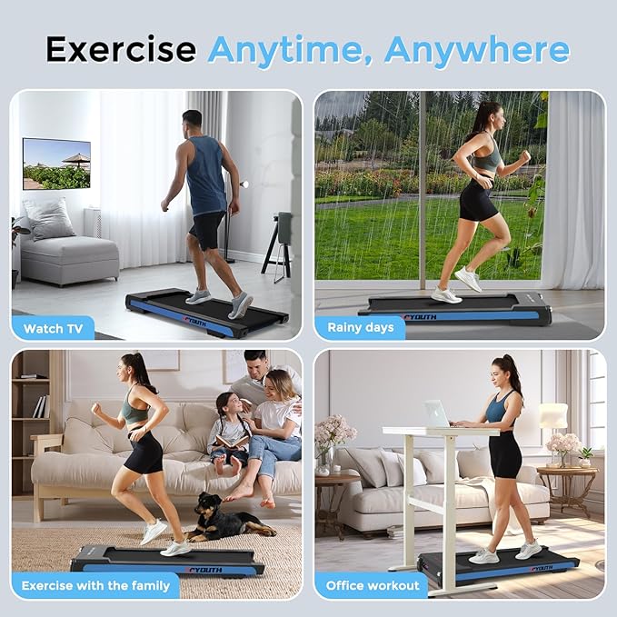 GOYOUTH Walking Pad Treadmill, Under Desk Treadmill for Home Office, Wide Belt Compact Treadmills 300 lbs Capacity, 2.25HP Shock-Absorbing Walking Jogging Running Machine Remote Included-StrideForce Fitness