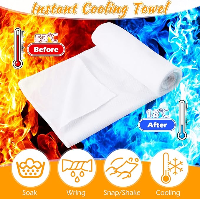 20 Pcs Cooling Towel 40" x 12" Ice Towel for Neck and Face Microfiber Chilly with Bag Breathable Yoga Gym Stay Cool Towels Sweat Rag for Workout Running Camping Pilates Beach Accessories (White)-StrideForce Fitness