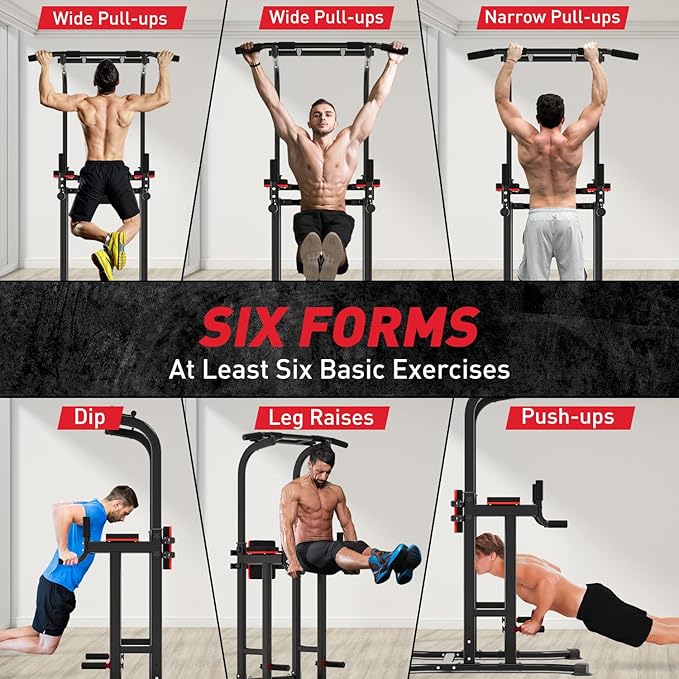 ZENOVA Pull Up Bar Dip Station Multi-Function Strength Training Equipment for Men Women Muscle Building 330/500 LBS Weight Capacity-StrideForce Fitness