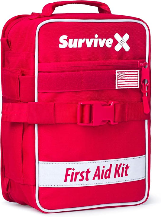 Large First Aid Kit for Car, Travel & Home - Emergency Kit for Hiking, Camping, Backpacking and Outdoors - Includes Zip Stitch Wound Closure Strips-StrideForce Fitness