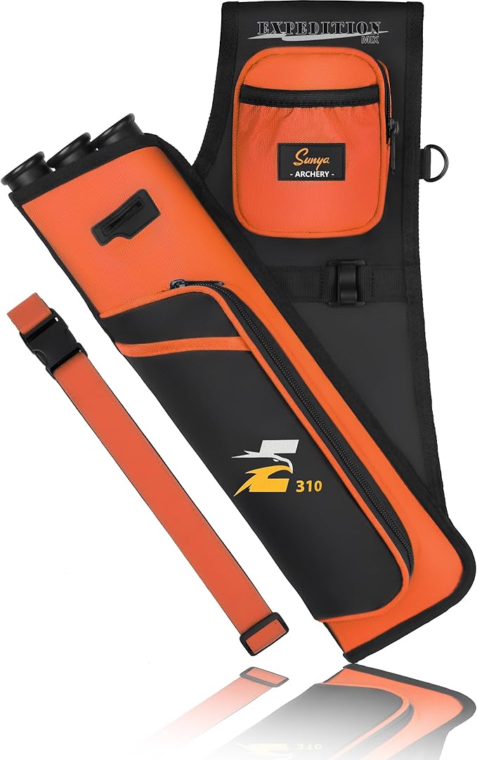 SUNYA Archery Hip Quiver for Arrows. Includes 3 Tubes Arrow Holder, Accessories Pockets and Waist Belt. Fit for Compound and Recurve Bow Practice.-StrideForce Fitness