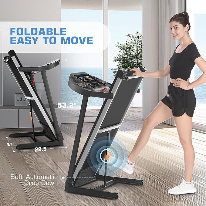 SYTIRY Incline Treadmills for Home with TV Screen and WiFi, 3.25HP Smart Walking Pad Treadmill with Incline, Heavy Duty Foldable Electric Running Machine with 10” Touchscreen, 3D Virtual Sports Scenes-StrideForce Fitness