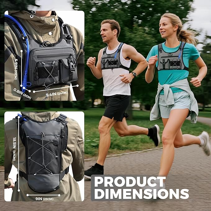 USA Original Patent Running Hydration Vest Backpack, Lightweight Chest Pack with 2.0L Water Bladder Bag Daypack for Hiking Running Cycling Race Marathon for Women Men-StrideForce Fitness