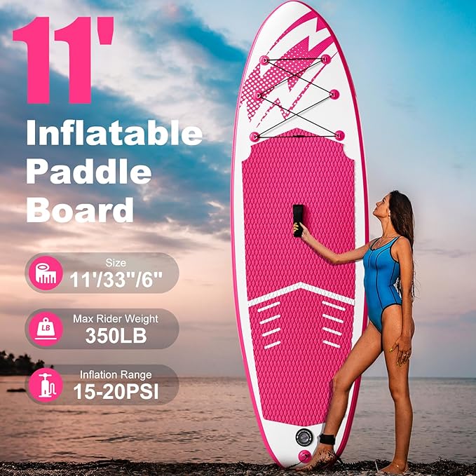 Inflatable Stand Up Paddle Board (6'' Thick) - Premium SUP Board with Durable SUP Accessories & Non-Slip Deck | Includes Paddle Pump & Backpack | for Adults/Youth-StrideForce Fitness