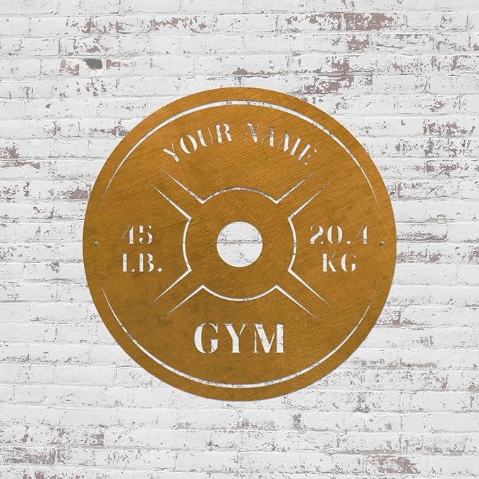 Personalized Home Gym LED Tin Metal Sign Multiple Sizes, Weight Lifting Exercise Workout Room Training Fitness Center Motivational Inspirational Quotes Decor Wall Art Hanging Accessories (10 w/o LED)-StrideForce Fitness