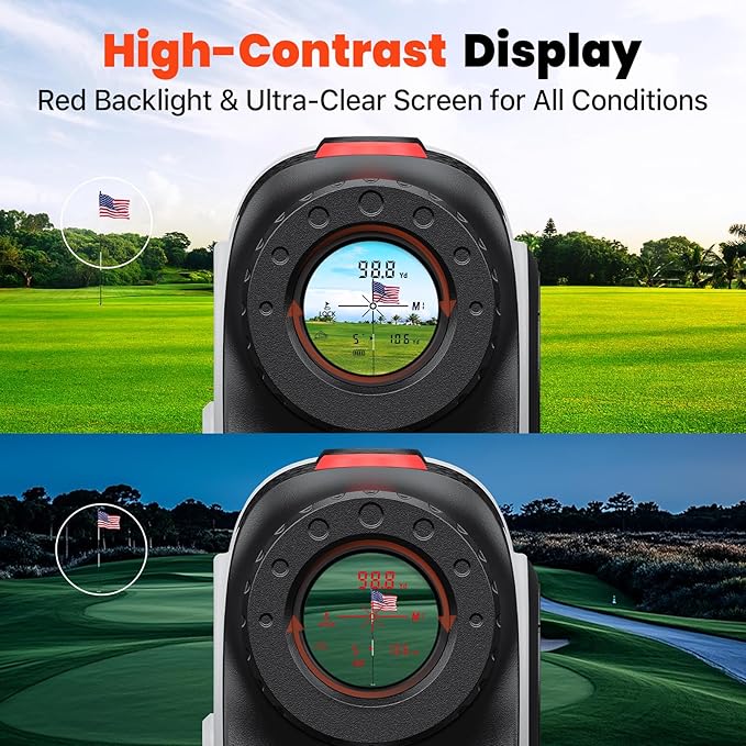 Golf Laser Rangefinder with Slope, 1500Y Range Finder, 0.3s Flagpole Locking Vibration, 7X Magnification, Magnet Stripe, 85% Transmission Lens for Golfing/Hunting, Golf Accessories for Men-StrideForce Fitness