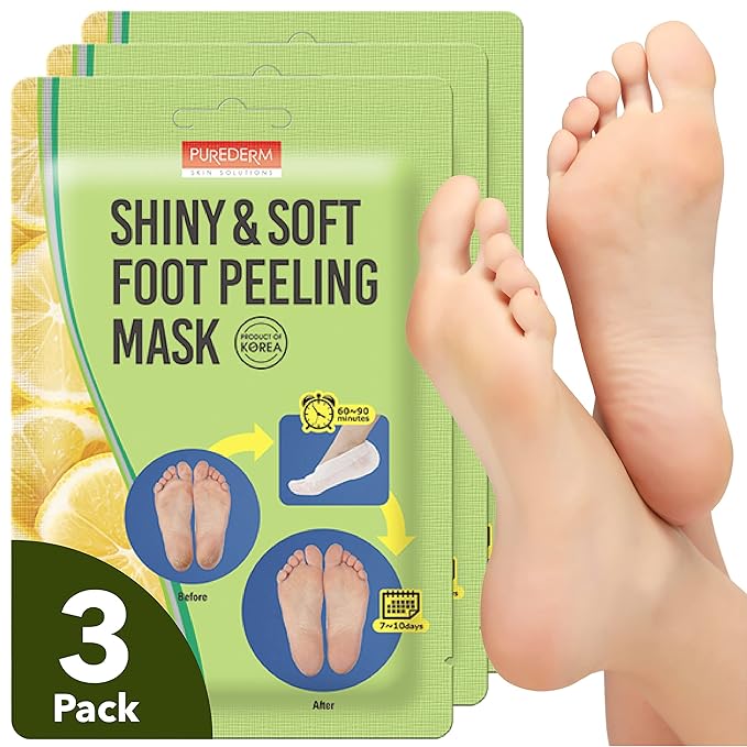 Purederm Shiny & Soft Foot Peeling Mask (3 pack) - For smooth and moist baby skin with Exfoliating peel off Calluses, Dry Skin, Cracked Heels - Men and Women-StrideForce Fitness