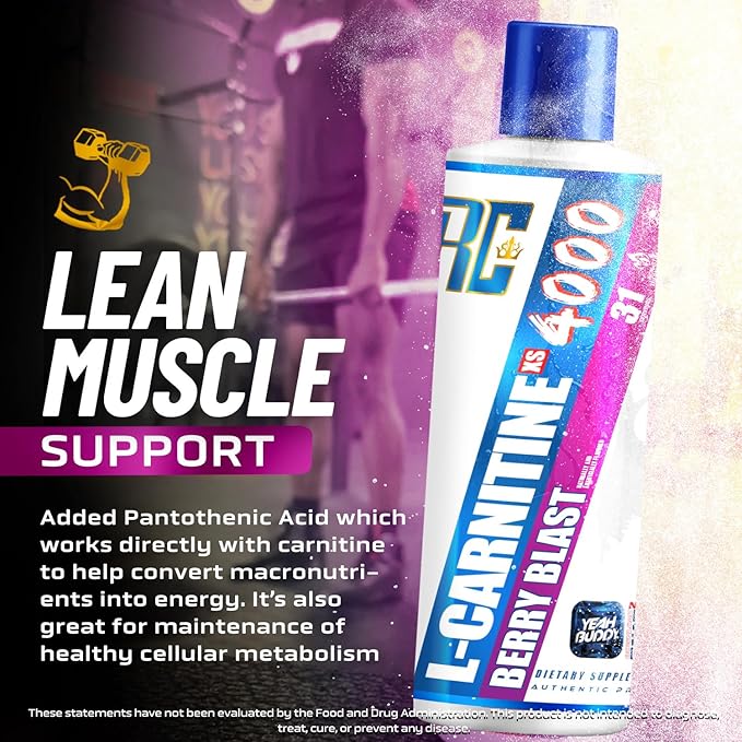Ronnie Coleman Signature Series L Carnitine XS 4000 Liquid, Stimulant Free, Sugar Free, Zero Carbs, Lean Muscle Strength Support for Men & Women, Amino Acid Supplement, Berry Blast Flavor, 16 Oz-StrideForce Fitness