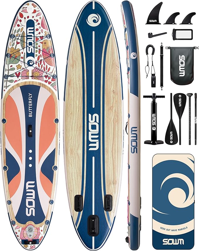 Inflatable Paddle Boards 11'x33'', Stand Up SUP Paddle Board Inflatable for Adults Youth, Extre Wide & Non-Slip Sup of All Skill Levels-StrideForce Fitness