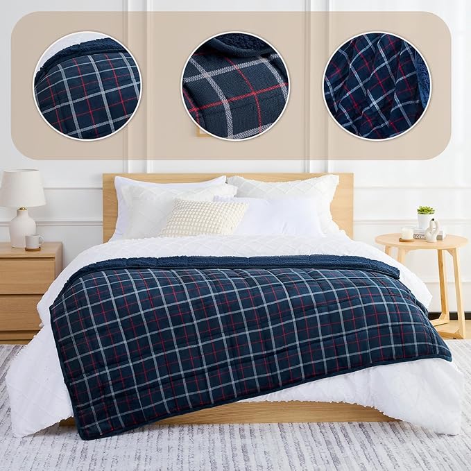 L'AGRATY Weighted Blanket - 48"x72" 15lbs Soft Breathable Heavy Blanket Flannel Material with Glass Beads for Adult All-Season Summer Fall Winter Soft Thick Comfort-StrideForce Fitness