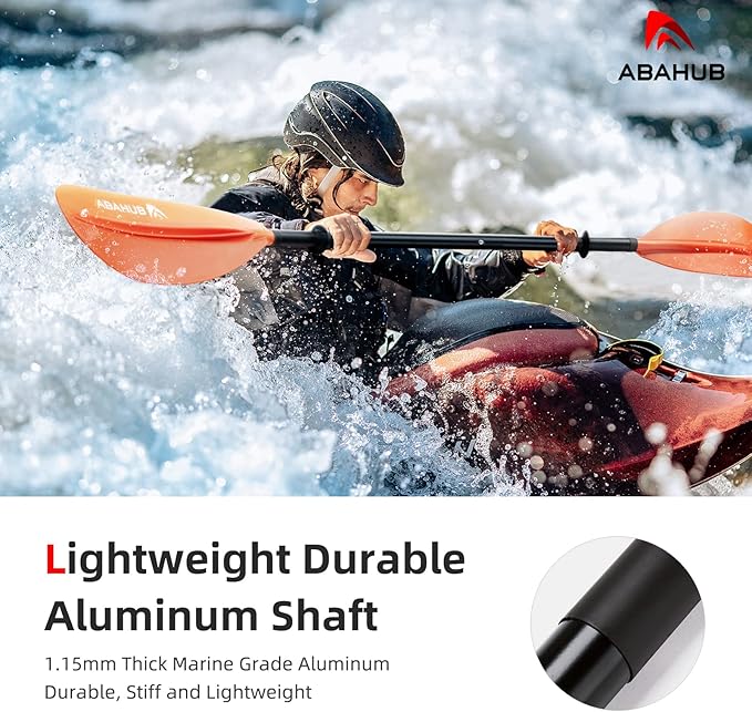 Abahub Kayak Paddle, 90.5 Inches Kayaking Oars for Boating, Canoeing with Free Paddle Leash, Aluminum Alloy Shaft Black/Blue/Green/Orange/Yellow Plastic Blades-StrideForce Fitness