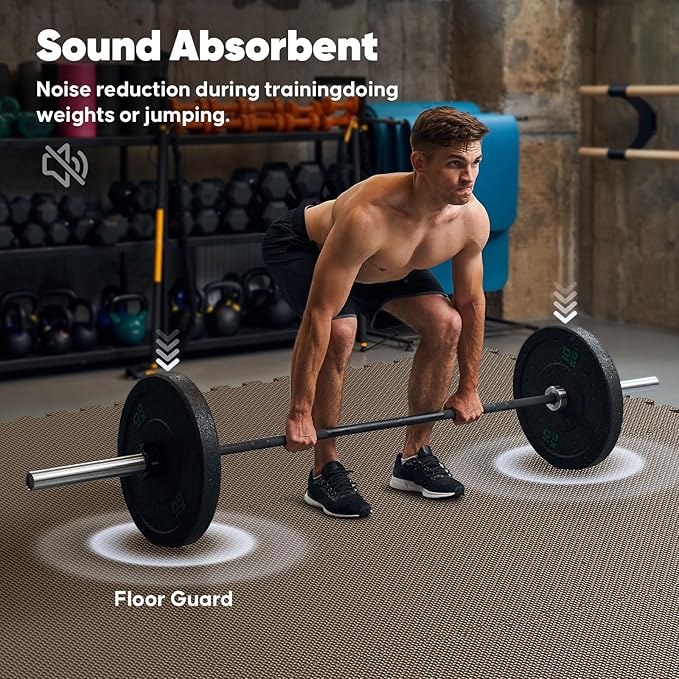 Home Gym Mat, Puzzle Exercise Mat, EVA Interlocking Foam Floor Tiles for Home Workout Equipment and Kids' Play Areas - Blue, 24 in x 24 in x ½ in - (Brown, 24 Pack(96 SQ FT))-StrideForce Fitness