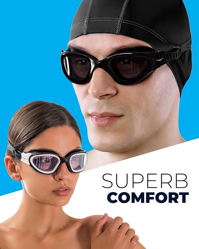 AqtivAqua Swimming Goggles, DX Wide View Swim Goggles for Adult Men Women, Anti Fog No Leaking-StrideForce Fitness