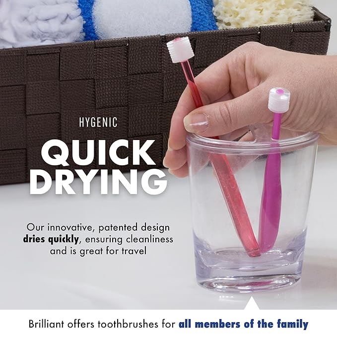 Brilliant Oral Care Kids Toothbrush with Soft Bristles and Round Head, for a Child Approved, Easy to Use All-Around Clean Mouth, Ages 5-9 Years, Red, 1 Pack