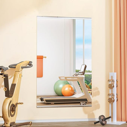 Hasipu Home Gym Mirror 55" L x 17" W - 2PCS Large Full Body Mirror for Yoga, Wall-Mounted Mirrors for Fitness, Garage, Dance Studio, 0.16in Tempered Glass Frameless-StrideForce Fitness