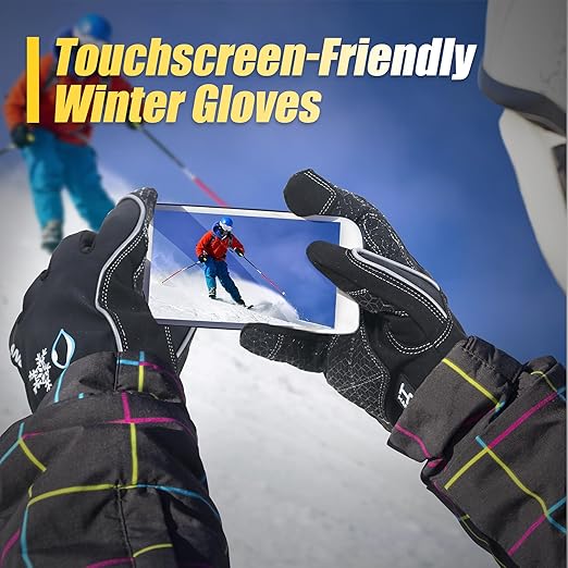 HANDLANDY Waterproof Insulated Work Gloves, 3M Thinsulate Thermal Winter Gloves for Men Women Touch Screen, Warm Ski Snowboard Cold Weather Gloves (Black, Large)-StrideForce Fitness