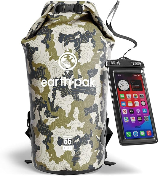 Earth Pak Waterproof Dry Bag - Roll Top Waterproof Backpack Sack Keeps Gear Dry for Kayak with Waterproof Phone Case-StrideForce Fitness