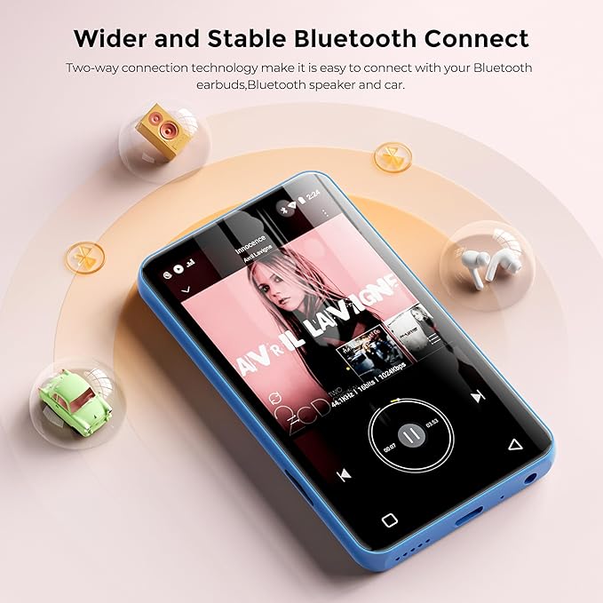 MP3 Player with Bluetooth and WiFi, innioasis 160GB Music Player with Spotify,Pandora,Amazon Music,4" Touch Screen Android MP4 MP3 Player for Kids with Libby,Audible,Audiobooks(White-Blue)-StrideForce Fitness