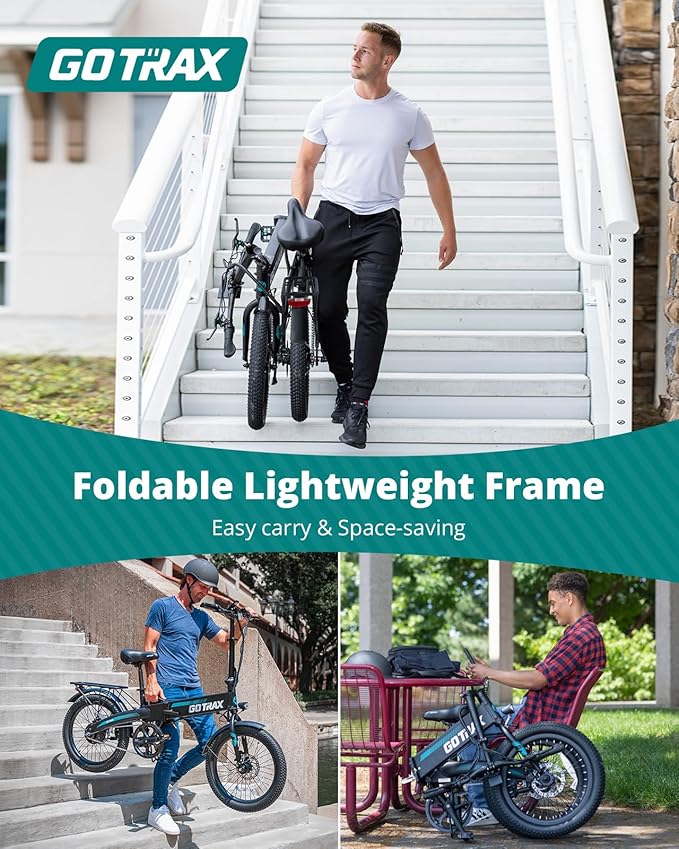 Gotrax 20" Folding Electric Bike with 40Miles (Pedal-assist1) by 48V Battery, 20Mph Power by Peak 500W, Adult Electric Bicycle with 5 Pedal-Assist Levels& LCD Display, Suitable for Commuting-StrideForce Fitness