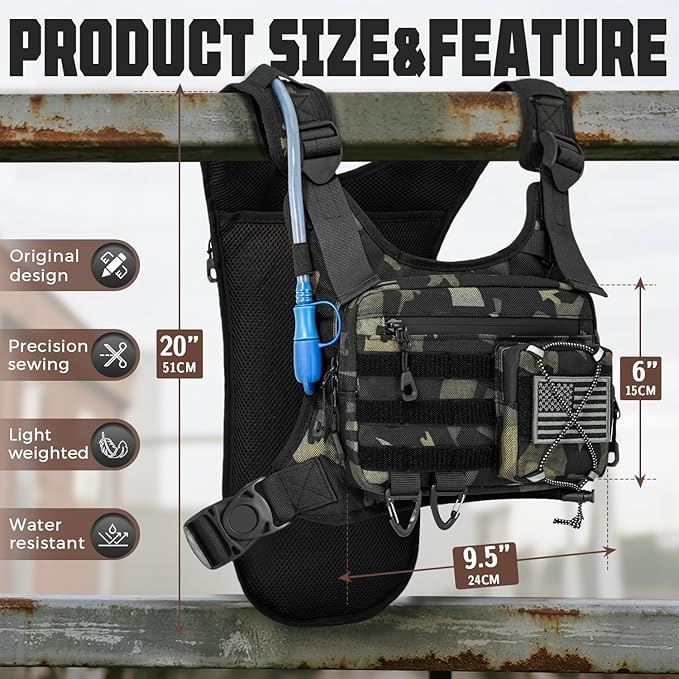 Hydration Vest with 2L Water Bladder for Men and Women,Lightweight Adjustable Hydration Backpack,Reflective Running Hydration Chest Bag for Hiking Climbing Cycling-StrideForce Fitness