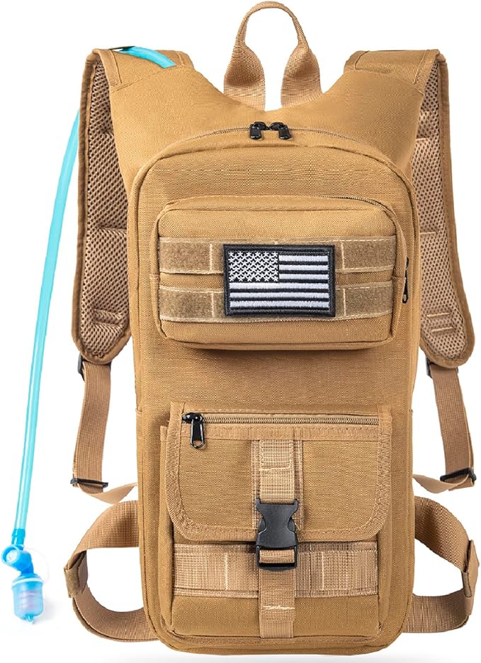 Hydration Backpack, Tactical Molle Water with 2L TPU Water Bladder, for Men Women Lightweight Water Backpack, Hydration Pack for Hiking, Biking, Climbing and Hunting-StrideForce Fitness