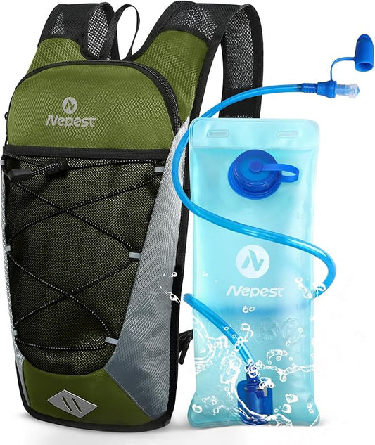 Nepest Hydration Backpack with 2L Water Bladder for Cycling, Water Backpack for Hiking Running, Lightweight Hydration Pack, Grey-StrideForce Fitness