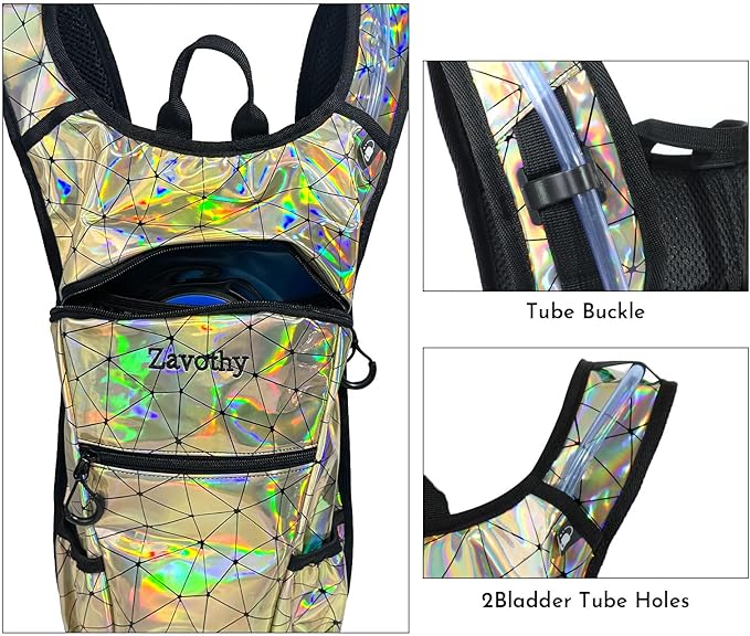 Reflective Hydration Backpack, Hydration Pack - Water Backpack with 2L/3L Hydration Bladder, Essential for Festivals - Rave Hydration Pack for Hiking, Running, Cycling, and Festivals-StrideForce Fitness