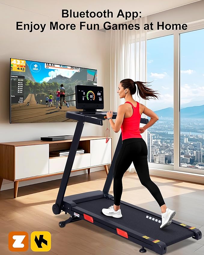Auto Incline Treadmill, 20% Incline, 3.0HP, 10 MPH Running Machine, 18.5" Wide Belt, 350 lbs Capacity, Treadmill for Home with Bluetooth App-StrideForce Fitness