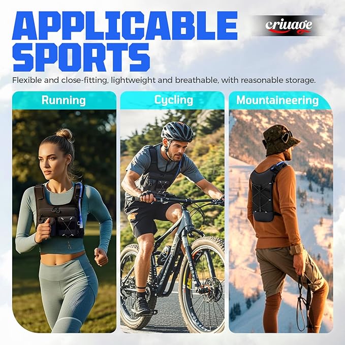 USA Original Patent Running Hydration Vest Backpack, Lightweight Chest Pack with 2.0L Water Bladder Bag Daypack for Hiking Running Cycling Race Marathon for Women Men-StrideForce Fitness