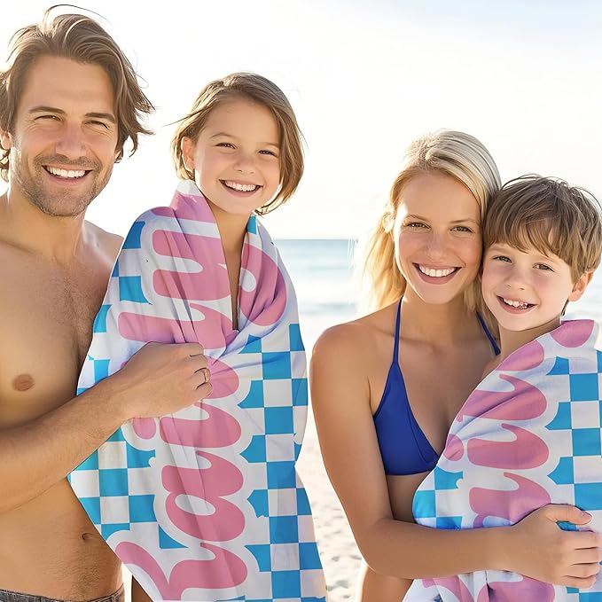 JML Personalized Beach Towel with Name, Custom Flower Beach Towel, Customized Microfiber Pool Towel, Quick Dry & Absorbent Swim Towel for Adult,Mother's Day, Birthday, Summer Holiday,Vacation-StrideForce Fitness