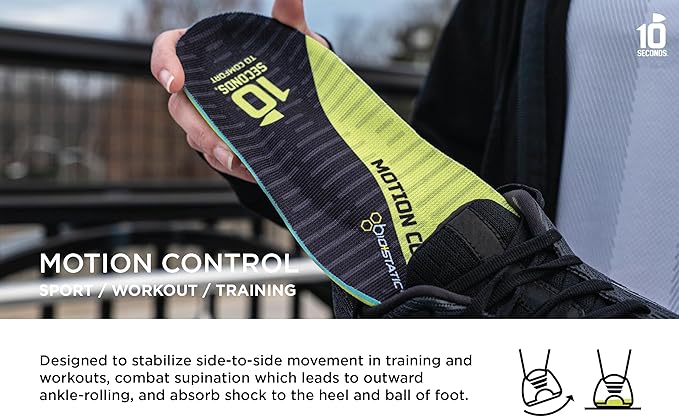 10 Seconds 3210 Motion Control Shoe Insoles, M 12 (2 Pack)-StrideForce Fitness